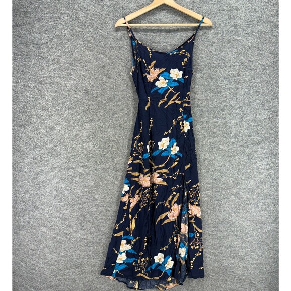 KorMei Dresses & Skirts - KorMei Dress Women S Small Blue Floral Maxi Long Sleeveless Rayon Round Neck